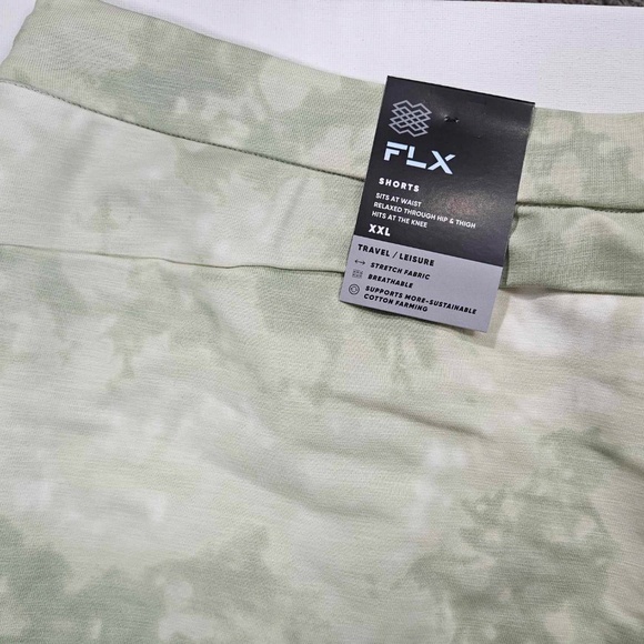 FLX Shorts Mens 2XL Green Tie Dye Stretch Drawstring Leisure Pockets Breathable - Picture 4 of 10